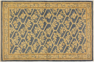 handmade Transitional Kafkaz Chobi Ziegler Lt. Blue Tan Hand Knotted RECTANGLE 100% WOOL area rug 4 x 6